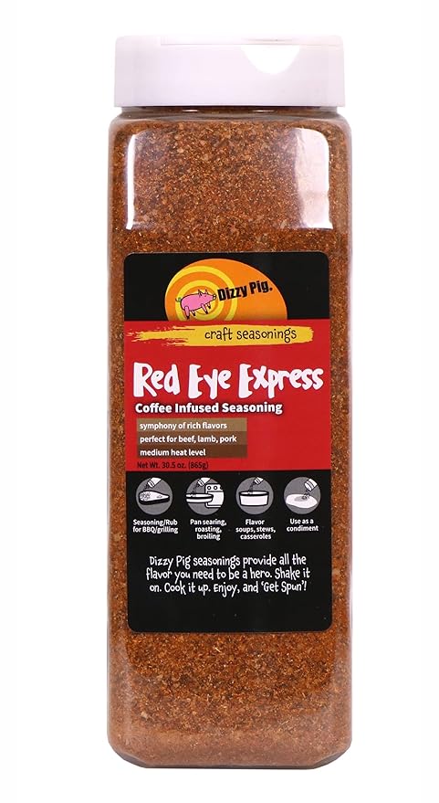 Dizzy Pig Red Eye Express Coffee-Infused Seasoning Rub (Quart Shaker) - Seasons Around 120lbs of Food - Hand Made in the USA - MSG Free Gluten Free