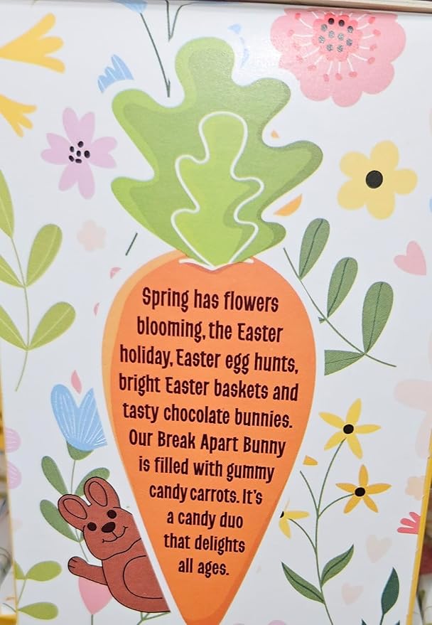 Break Apart Bunny Easter Chocolate Bunnies(milk chocolate bunny filled with carrot-shaped gummy candies 2.47oz (3 pack)