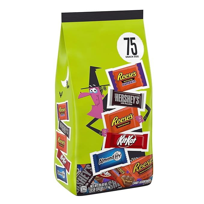 Hershey Assorted Flavored Snack Size Halloween Candy Bulk Bag 39.43 oz (75 Pieces)