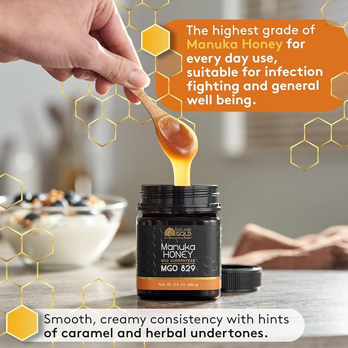 Nature’s Gold Raw Manuka Honey MGO 829+ | Authentic MGO Australian Honey Non-GMO 100% Pure Genuine Traceable from Hive to Home