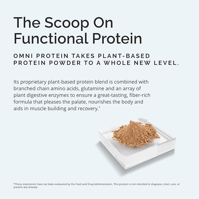 BRAINMD Dr Amen Omni Protein Chocolate - 2.38 lbs - Plant-Based Protein Powder - Promotes Energy &amp Exercise Recovery - Vegan Vegetarian Sugar Free Gluten Free - 30 Servings