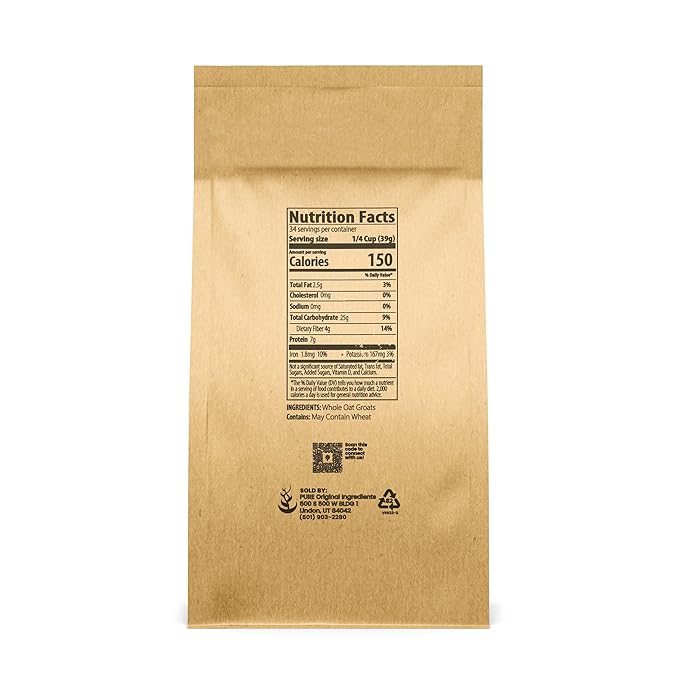 Pure Original Ingredients Oat Groats &amp Hulled Millet Bundle (3lb) Nutritional Breakfast Versatile Grains
