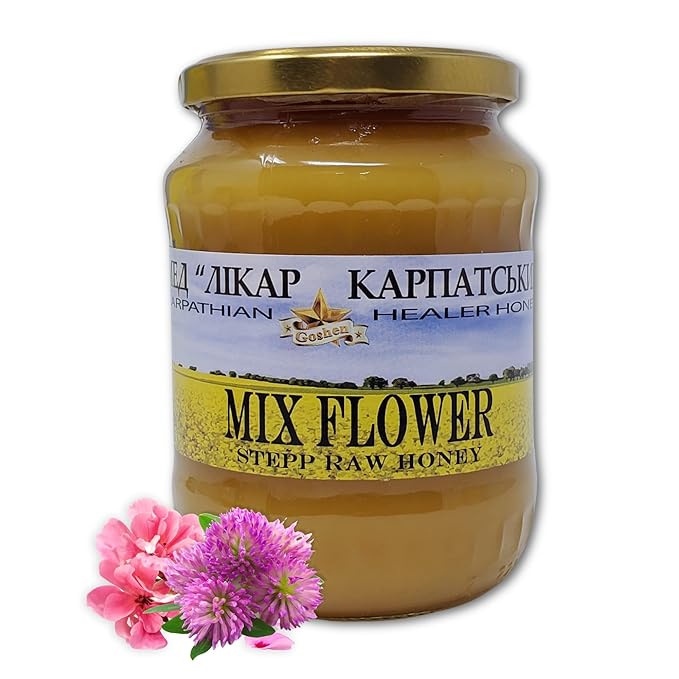 Carpathian Raw Honey Mixed Flower | 100% Pure Unfiltered Unpasteurized Ethically Sourced | Glass Jar 908g