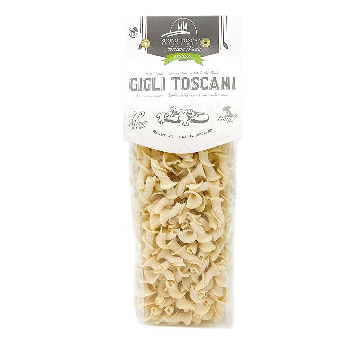 Sogno Toscano GIGLI TOSCANI ARTISAN PASTA - 500 gr / 17.6 oz Bag - Slow dry- Bronze dye- packed by hand. USDA Organic and GMO free. (1)