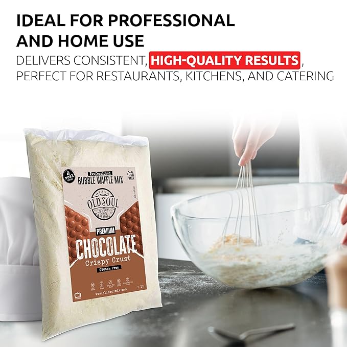 OldSoul Professional Bubble Waffle Mix | GLUTEN FREE | Crispy | 10 Lbs | Chocolate Flavor | Egg Waffle Mix | 56 Waffles (10 Lbs Gluten Free)