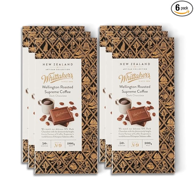 Whittaker's Wellington Roasted Coffee Supreme Chocolate 100g (Pack of 6)