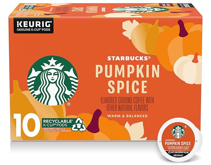 Starbucks Pumpkin Spice Coffee K-Cup Pods Limited Edition Made without Artificial Flavors Keurig Genuine K-Cup Pods 10 CT K-Cups Per Box (Pack of 3 Boxes)