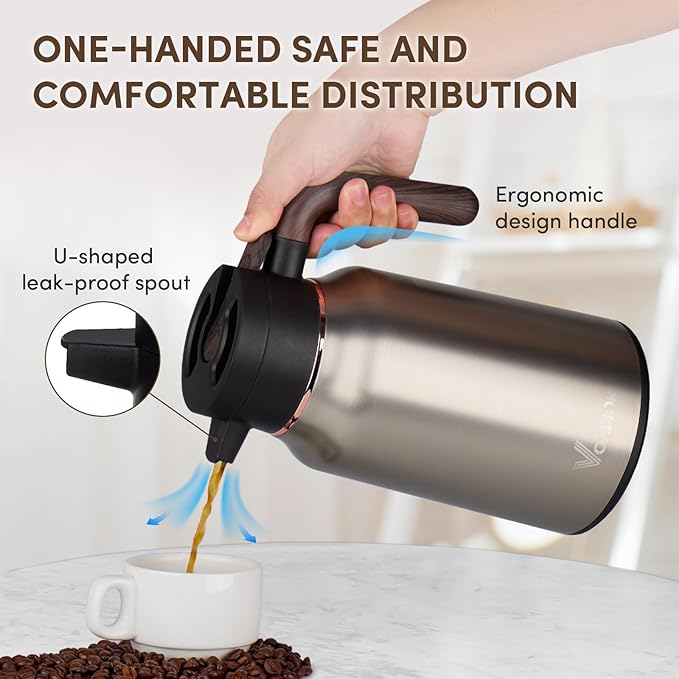 Vondior Coffee Carafe 35oz/1.0L - 24Hours Coffee Thermal- Insulated 304 Stainless Steel Hot Beverage Dispenser - Thermal Coffee Carafes For Keeping Hot/Cold Coffee Drink Dispenser for Parties