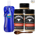 Kinder’s Seasoning Rub Premium Barbecue BBQ Spice pack of 3 5.1 oz. each (15.3 oz) + Candy Freezer Collapsible Bottle &amp Wooden Spoon (Smoked Onion)