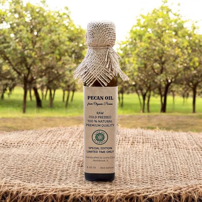 Raw Fresh Cold-Pressed Pecan Oil - From Certified Organic Pecans - Pure and Natural Culinary Delight