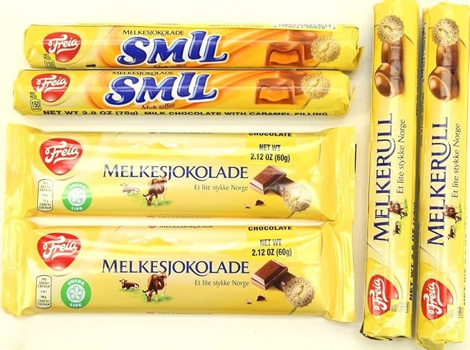 Freia 6-Pack: 2 Smil 2 Milk Chocolate Bars 2 Melkerulls