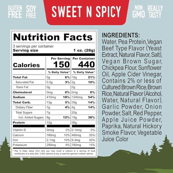 TrlBlazer Plant Powered Vegan Jerky – High Protein All Natural Vegan Meat Snack – 12g Plant-Based Protein – Soy-Free Gluten Free Non-GMO – 3 Pack – 3 oz Bags (9 Ounce Sweet &amp Spicy)