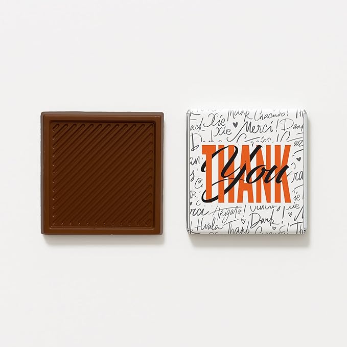 50 pcs Thank You Chocolates - Elegant Milk and Dark Chocolate Treats for Weddings Events Corporate Gifts and Special Occasions (dark) ((Design 1 - dark))