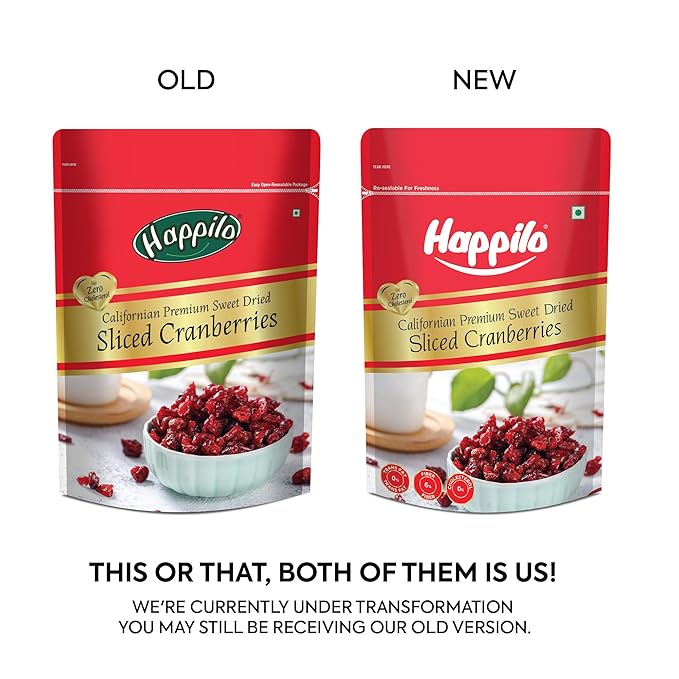 Happilo Premium Californian Dried and Sweet Sliced Cranberries 200g | Real dried fruit | High Antioxidants Dietary Fiber | Healthy Sweet Treats