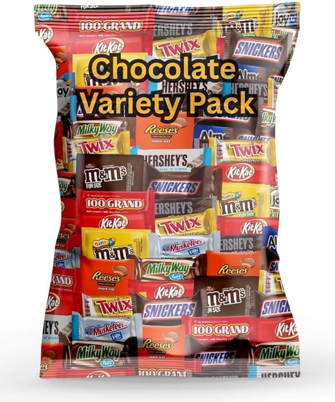 Bulk Assorted Variety Pack of Fun Size Chocolate Candy - Individually Wrapped Chocolate Mix for Parties Gift Bags and Everyday Treats (2 LB)