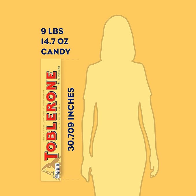 Toblerone Swiss Milk Chocolate Giant Candy Bar with Honey and Almond Nougat 9 lb 14.7 oz