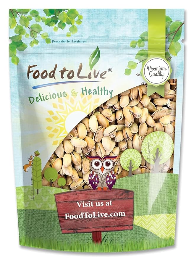 Food to Live Pistachios Roasted and Salted 3 Pounds — California Dry Roasted Pistachios with Sea Salt In Shell Kosher Vegan Superfood Bulk