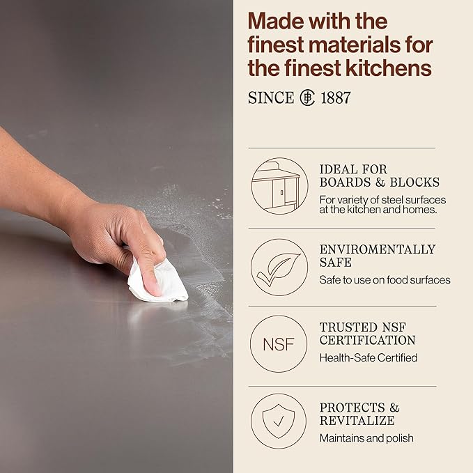 John Boos Stainless Steel Cleaner with Fine Mist Spray Lavender Scent 8 oz - Streak-Free Cleaning Polish &amp Stain Remover for Stoves Ovens Sinks &amp Kitchen Surfaces