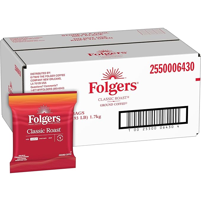 Folgers Classic Roast Medium Roast Ground Coffee 42-1.5 Ounce Fraction Packets frac Packs