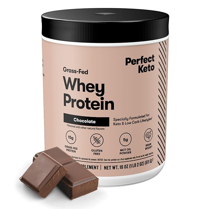 Perfect Keto Snack &amp Shake Bundle – Almond Butter Brownie Keto Bars (12 ct) + Grass-Fed Whey Protein Isolate Chocolate | Low Net Carbs No Added Sugar Gluten Free