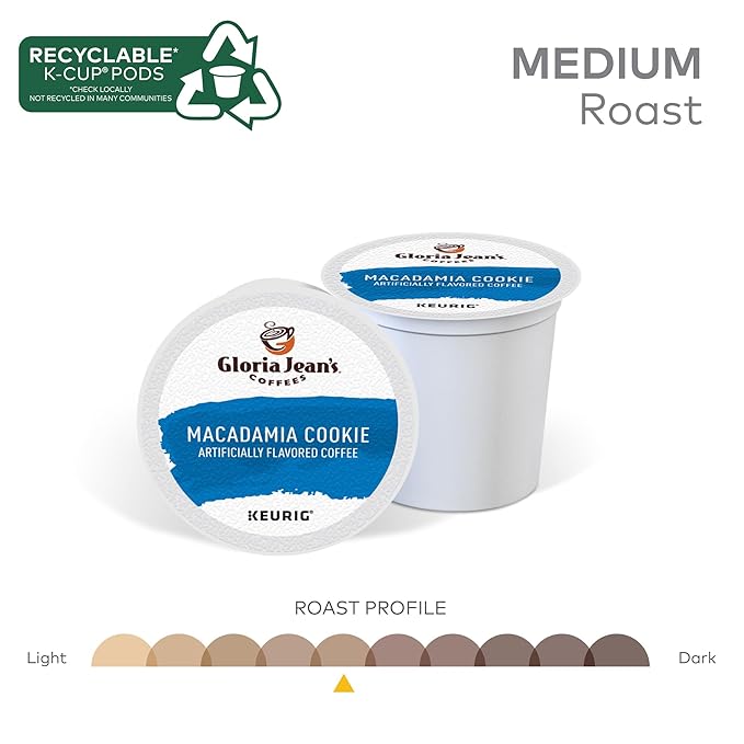 Gloria Jean's Macadamia Cookie Keurig Single-Serve K-Cup Pods Medium Roast Coffee 96 Count