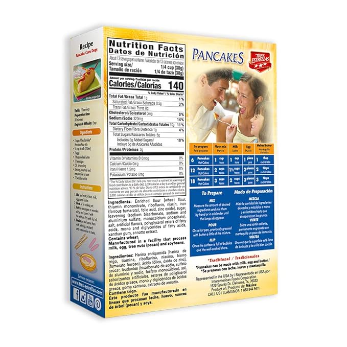 TRES ESTRELLAS Homemade Pancake Mix Easy to Prepare with Milk Eggs &amp Butter 17.6 oz (Pack of 12) | Fluffy Texture | Authentic Flavor for Breakfast or Brunch