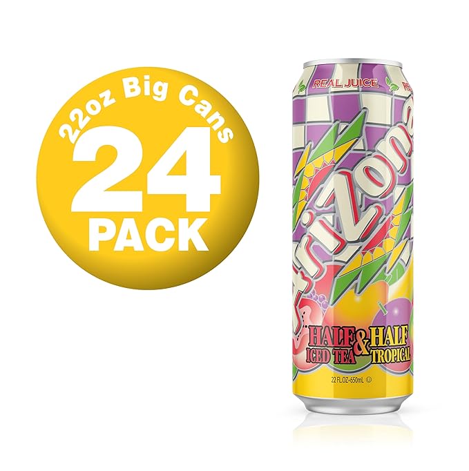 AriZona Tropical Half and Half Tea - Big Can 22 Fl Oz (Pack of 24)
