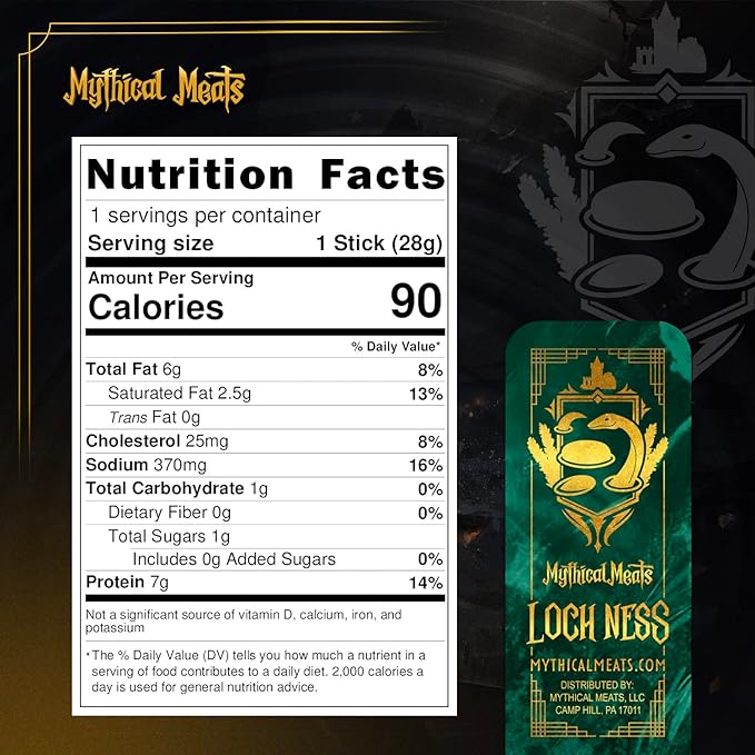Mythical Meats Original Flavor Loch Ness Monster 12-Pack Snack Sticks – Beef &amp Buffalo – Dried &amp Dehydrated Meats Seasoned to Perfection – High Protein Snacks