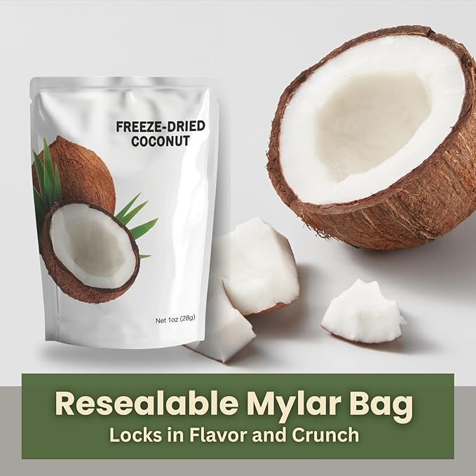 Wise Harvest Freeze-Dried Coconut – Five 1oz Packs | Single Ingredient Snack | 100% Real Fruit No Sugar Added Just Crunch | Healthy Vegan Gluten-Free Snack for Kids &amp Adults