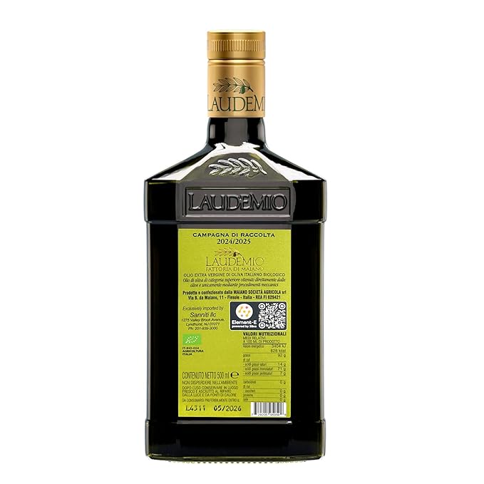 Sanniti Laudemio Organic Extra Virgin Olive Oil Fattoria di Maiano Gold Award Winner at NYIOOC World Olive Oil Competition 16.9 oz