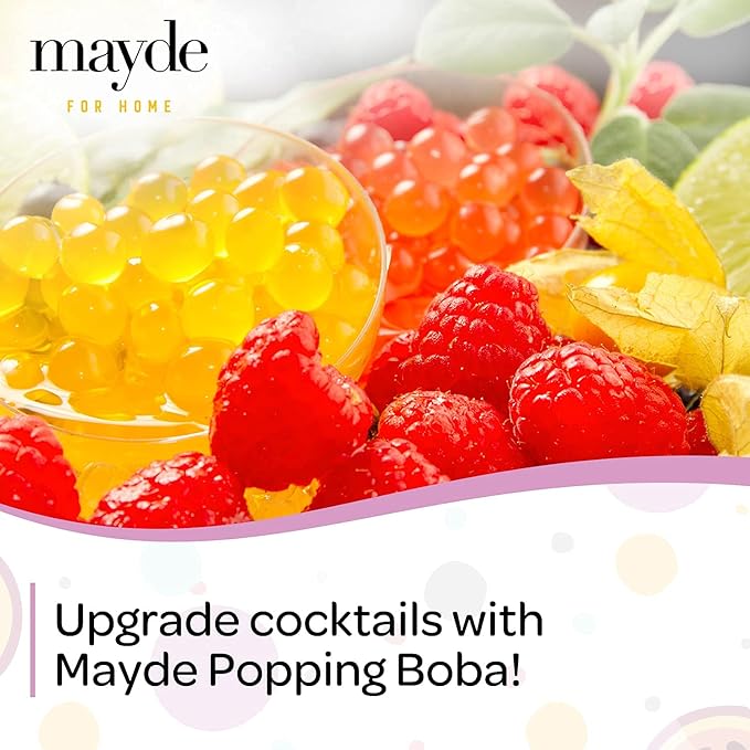 Mayde Popping Boba Pearls for Drinks Desserts &amp Breakfast Bowls (Passion Fruit Flavor 7 Pounds)