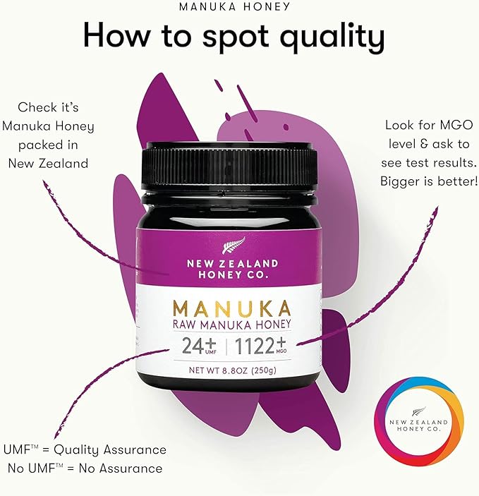 New Zealand Honey Co. Raw Manuka Honey UMF 24+ / MGO 1122+ | UMF Certified | 8.8oz | Pure Raw Honey