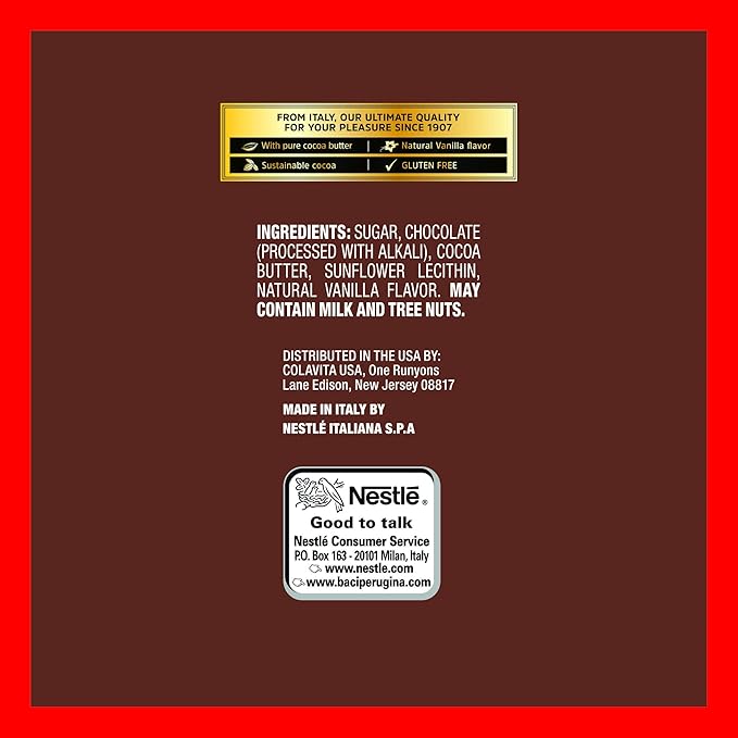 Perugina Dark Chocolate 51% Bar 3 oz 12 Count(Pack of 1)