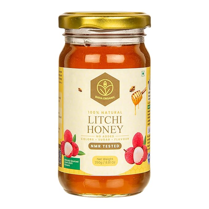 Shiva Organic Litchi Honey 250 grams NMR Tested 100% Natural Healthy and Pure Honey No Added Sugar &amp Flavour from Litchi flowers