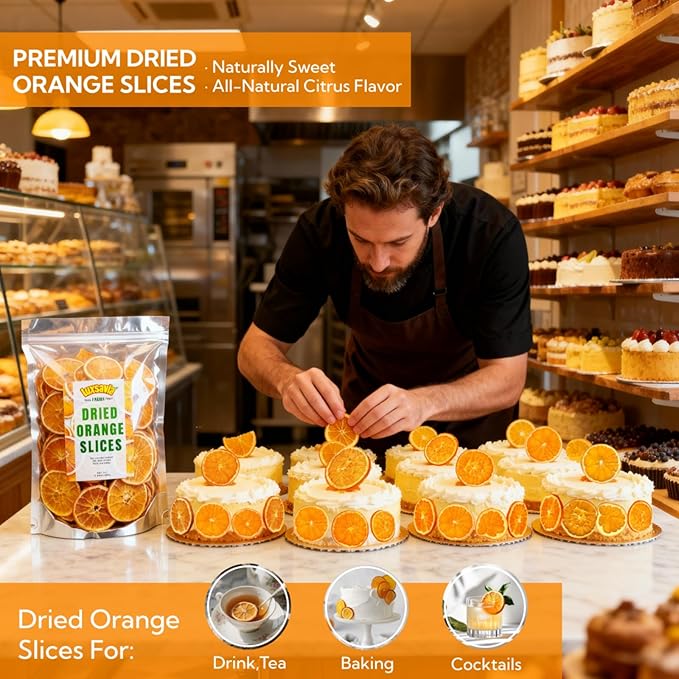 1.1LB(500g) Natural Dried Orange Slices BulkApprox 100-110 WheelsDehydrated Orange Slices NO AddtivesDried Oranges Sugar FreeDehydrated Fruit for CocktailsChristmas DayCraftsBakingFruit Tea
