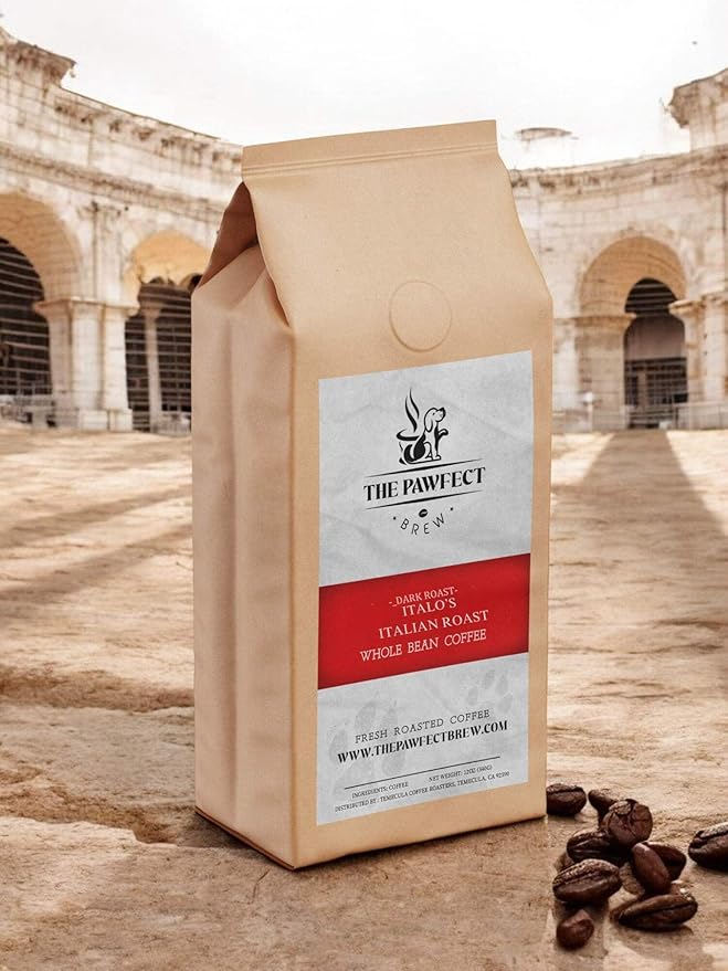 Dog Lover’s Coffee – Italo’s Italian Roast – Dark Roast by The Pawfect Brew – Specialty-Grade Whole Bean Freshly Roasted to Order – Bold &amp Smooth – 25% of Profits Donated to Animal Rescue – 12oz