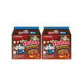 Spicy Buldak Rose Wide Flat Glass Noodle Bowl(169.4g) + Protein Puffs(50g) Assorted Challenge Box (Yakisoba 2 Family Pack)