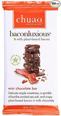 Chuao Chocolatier Baconluxious with Plant-Based Bacon Milk Chocolate Mini Bars | Gourmet Vegetarian No Preservatives | for Gift Baskets for Women Men | 100 Pack