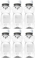 12 Ounce Clear Plastic Squeezable Honey Bears with Sealable Flip Top Lids - BPA Free Hand Wash Only (White 6 Pack)