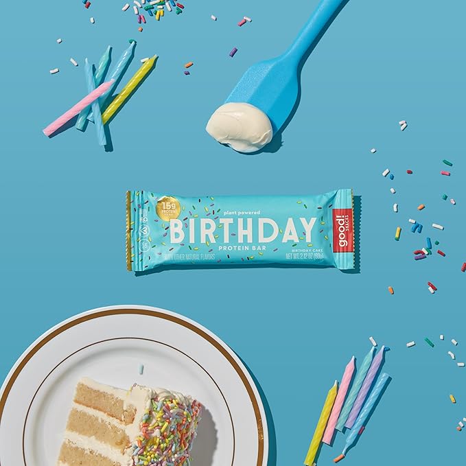 good! Snacks 3 Flavor Variety Pack Vegan Protein Bars Birthday Cake Chocolate Peanutbutter &amp Snickerdoodle Protein Bar Soy &amp Gluten Free Plant Based Low Sugar 15g Clean Protein Healthy
