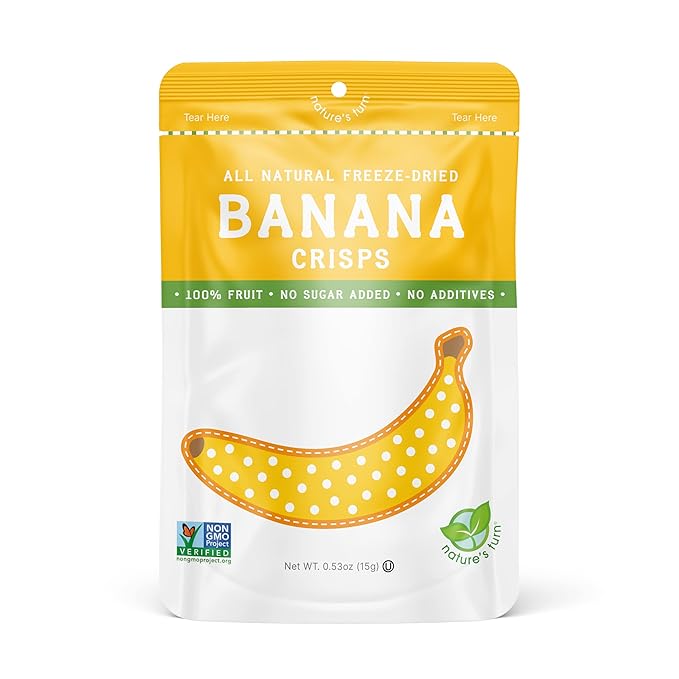 Nature's Turn Freeze-Dried Fruit Snacks Strawberry and Banana Crisps Pack of 24 (0.53 oz Each)