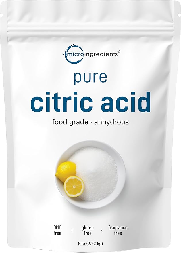 Citric Acid 6 Pounds Food Grade Fine Granular Powder | 100% Pure Concentrated Anhydrous Form | Natural Preservative + Great for Cooking Cleaning &amp DIY Bath Bombs | Non-GMO