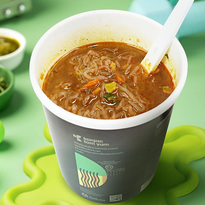 Hethstia Shirataki Noodle Tom Yum Soup Cups- 6-Pack Konjac Angel Hair Pasta Low Carb Ready-to-Eat Tom Yum Noodle Broth Low GI Healthy Asian Ramen Keto-Friendly Holiday Food Gift
