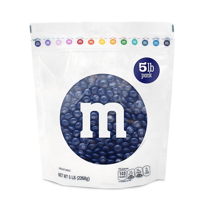 M&ampM’S WORLD Dark Blue Milk Chocolate Candy Bulk 5lbs of M&ampM'S in Resealable Pack for Candy Bars Birthday Parties Graduations Congrats Celebrations &amp DIY Party Favors