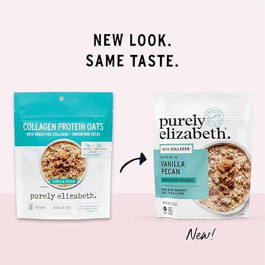 Purely Elizabeth Vanilla Pecan Superfood Oatmeal with Collagen Gluten Free 8 Oz (Pack of 6)