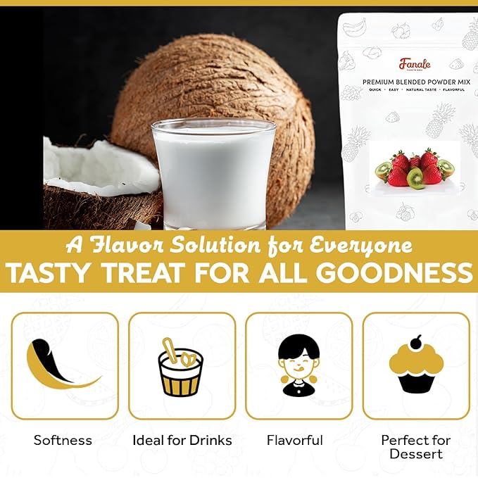Fanale Premium Coconut Bubble Tea Flavoring Powder | Perfect for Baking Smoothies Desserts and Drinks | Instant Flavoring Powder for Boba Milk Tea - 2.2 Pounds (Pack of 20)