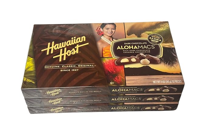 Dark Chocolate Covered Macadamia Nuts by Hawaiian Host (3 Boxes)