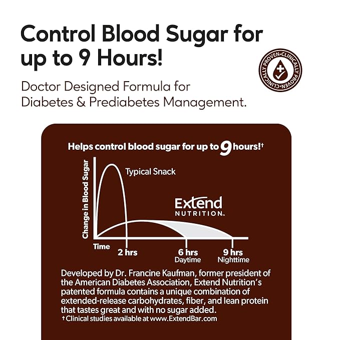 Extend Sugar Free Protein Bars Perfect Diabetic Snacks High Protein and Fiber Hunger Control &amp Steady Energy Low Carb Keto Friendly (12 Count Variety Pack)