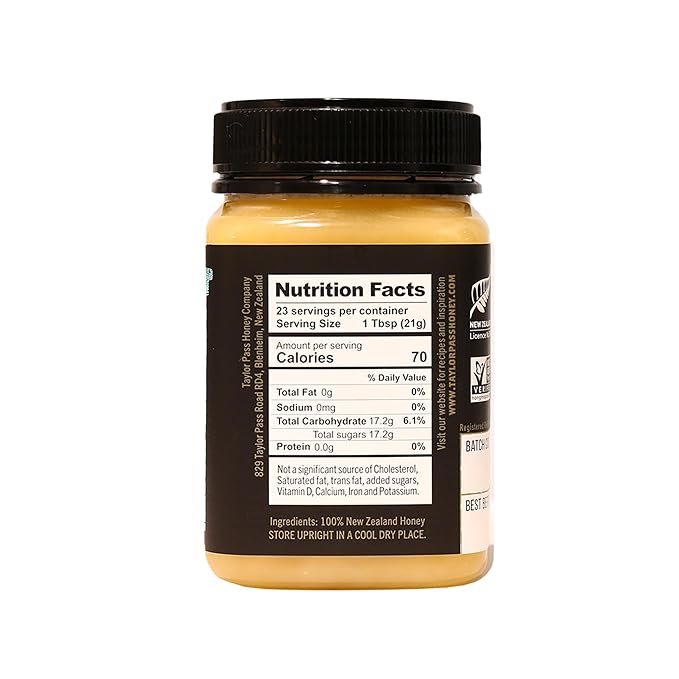 Taylor Pass Honey Co Creamed Clover Honey | Raw Creamed New Zealand Honey | Naturally Sweet &amp Velvety | Non-GMO Halal B Corp Certified | BPA-Free Jar | 1 lb 1.6 oz