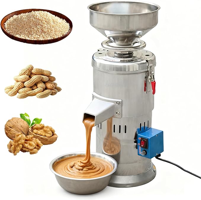 Commercial Peanut Butter Machine 1100W Electric Nut Butter Maker 33lbs/h Sesame Sauce Grinder for Groundnut Almond Cashew Nut